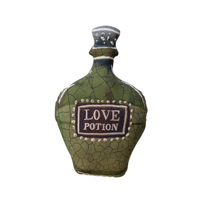 Design Shop 16"L x 10"H Cotton Potion Bottle Shaped Pillow w/ Embroidery & French Knots