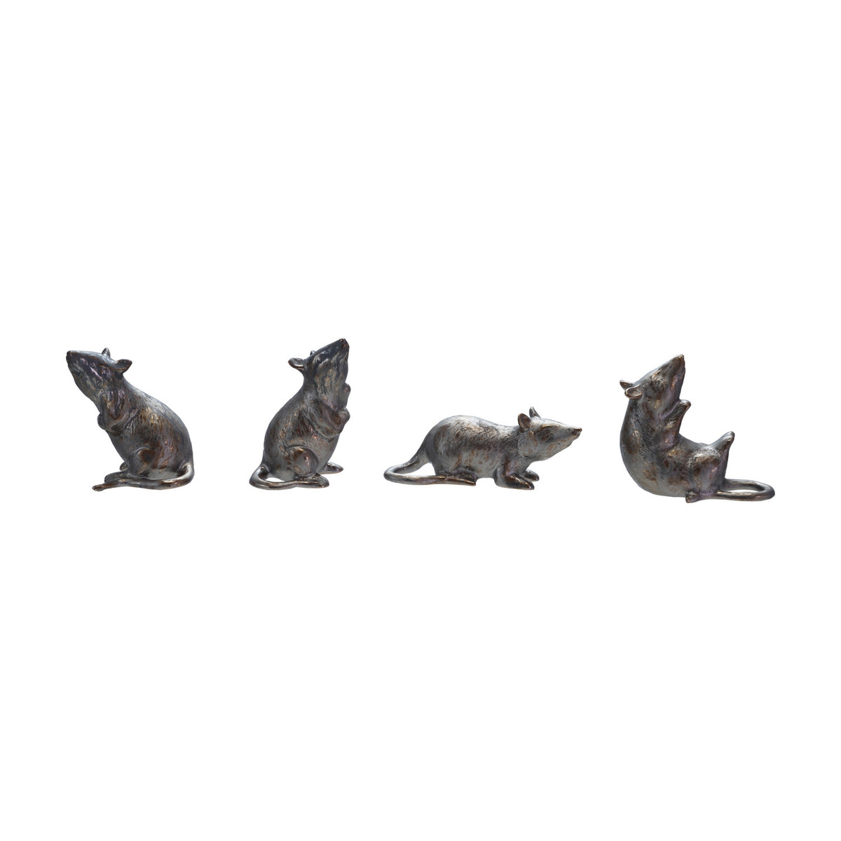 Design Shop Stoneware Rats with Reactive Metallic Glaze, 4 Styles