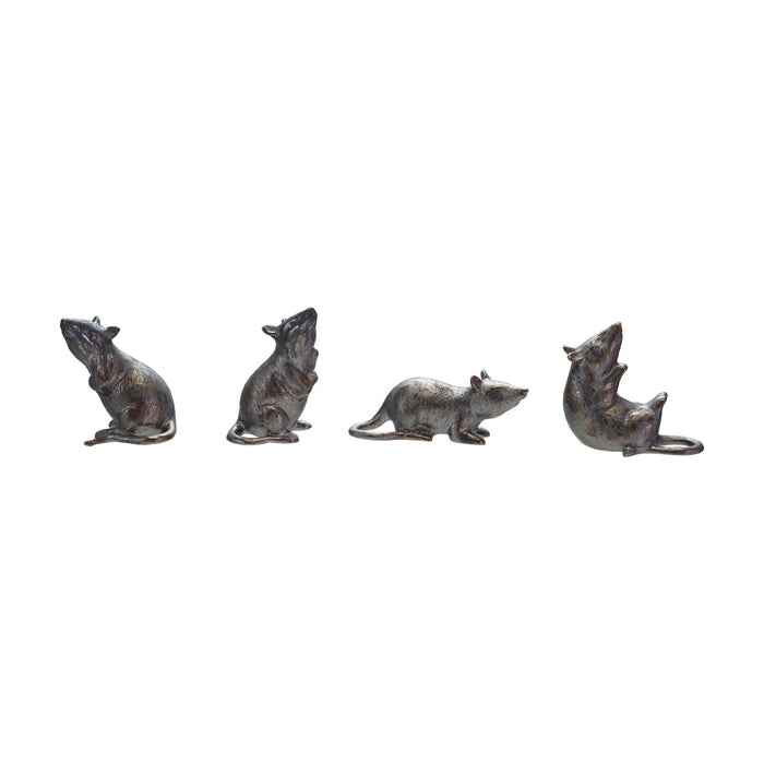 Design Shop Stoneware Rats with Reactive Metallic Glaze, 4 Styles