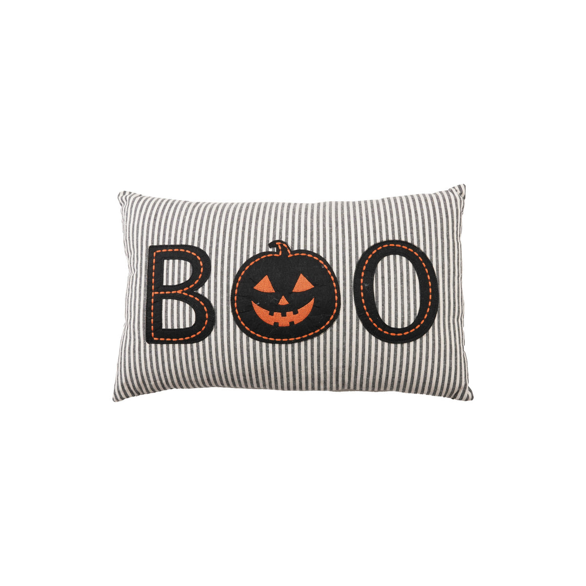 Design Shop Striped Jack-O-Lantern Lumbar Pillow with BOO Applique