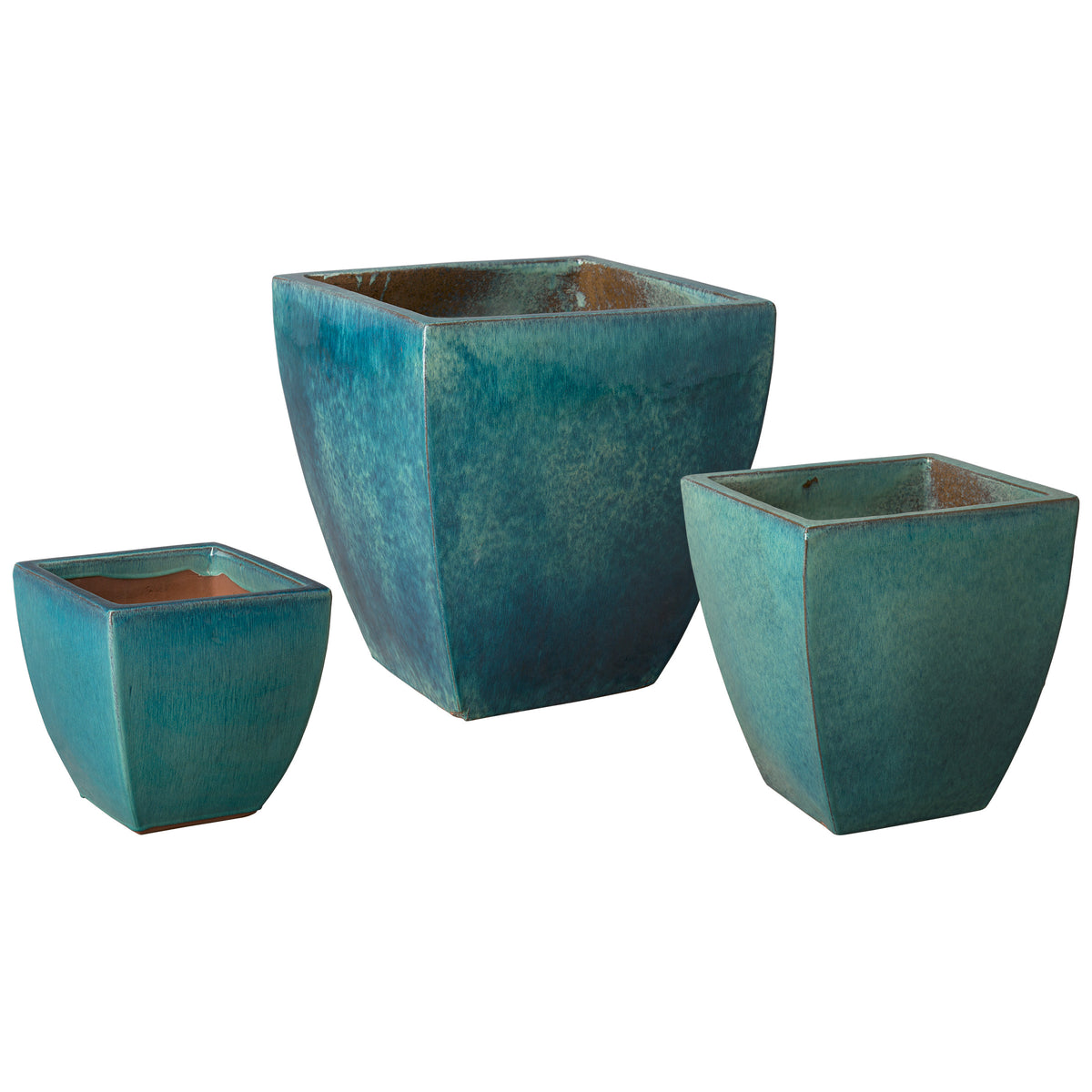Design Shop Teal Square Planter 19", Set of 3