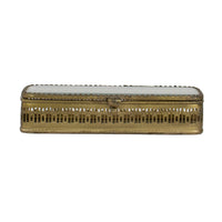 Design Shop Rectangular Brass and Glass Decorative Box, Clear and Brass Gold, 7.75" x 3" x 1.5"
