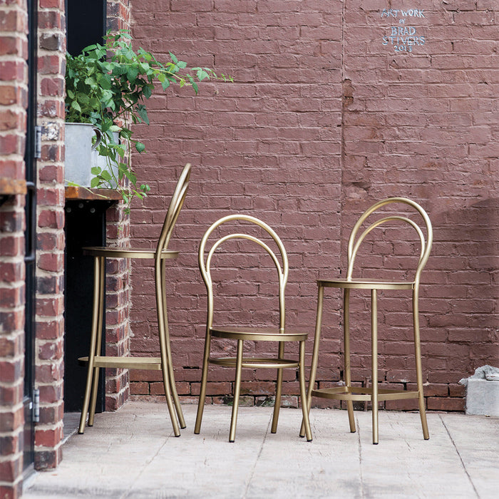 Design Shop Metz Bar Stool, Antique Brass, 17" x 17" x 46.5"