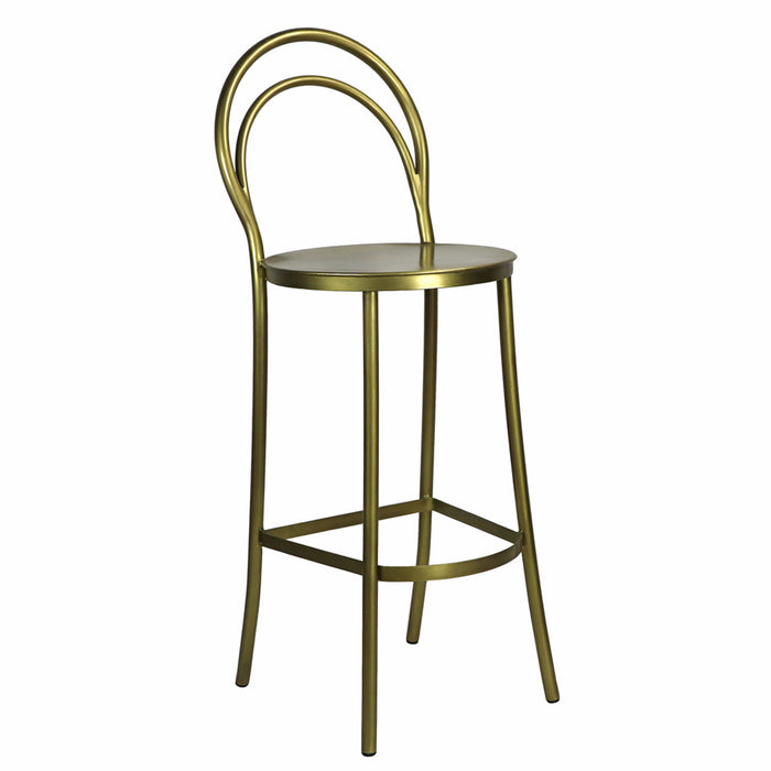 Design Shop Metz Bar Stool, Antique Brass, 17" x 17" x 46.5"