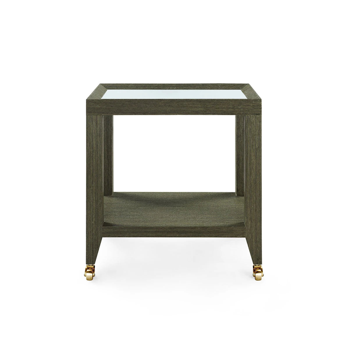 Villa & House Isadora Tea Table with Glass Top, Deep Olive