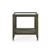 Villa & House Isadora Tea Table with Glass Top, Deep Olive