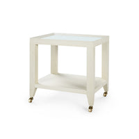 Villa & House Isadora Tea Table with Glass Top, Canvas Cream