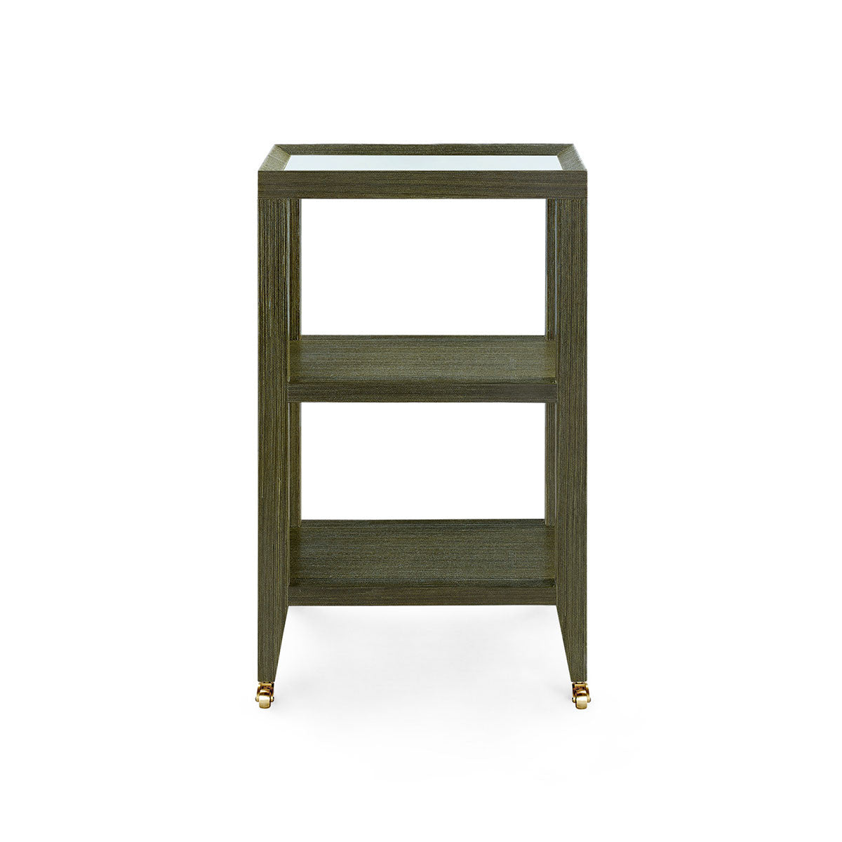 Villa & House Isadora Side Table with Glass Top, Deep Olive