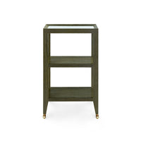 Villa & House Isadora Side Table with Glass Top, Deep Olive