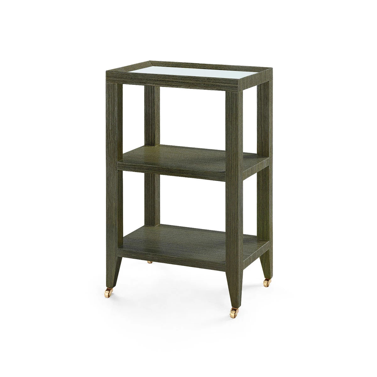 Villa & House Isadora Side Table with Glass Top, Deep Olive