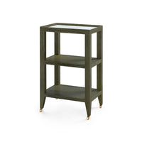 Villa & House Isadora Side Table with Glass Top, Deep Olive