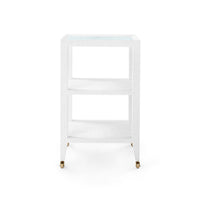 Villa & House Isadora Side Table with Glass Top, Chiffon White