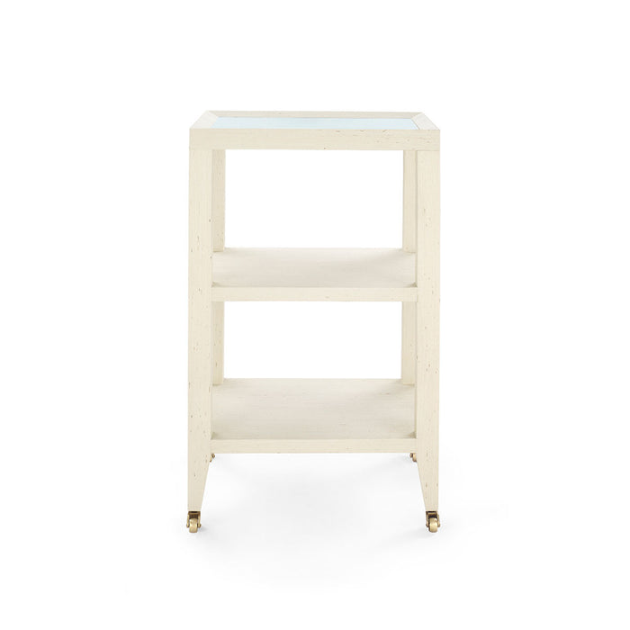 Villa & House Isadora Side Table with Glass Top, Canvas Cream