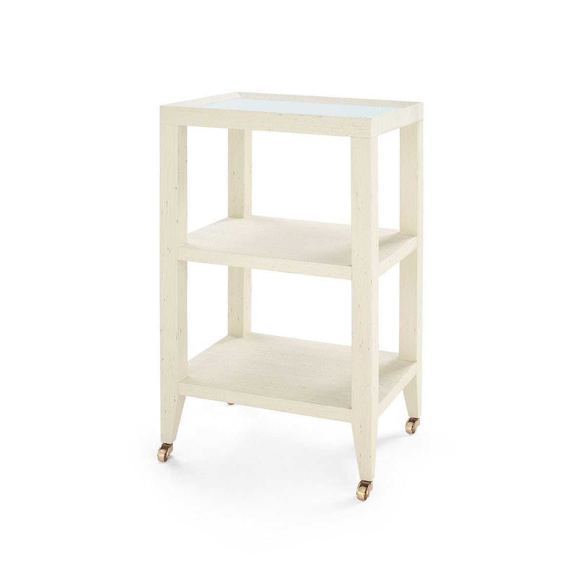 Villa & House Isadora Side Table with Glass Top, Canvas Cream