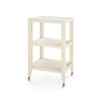 Villa & House Isadora Side Table with Glass Top, Canvas Cream