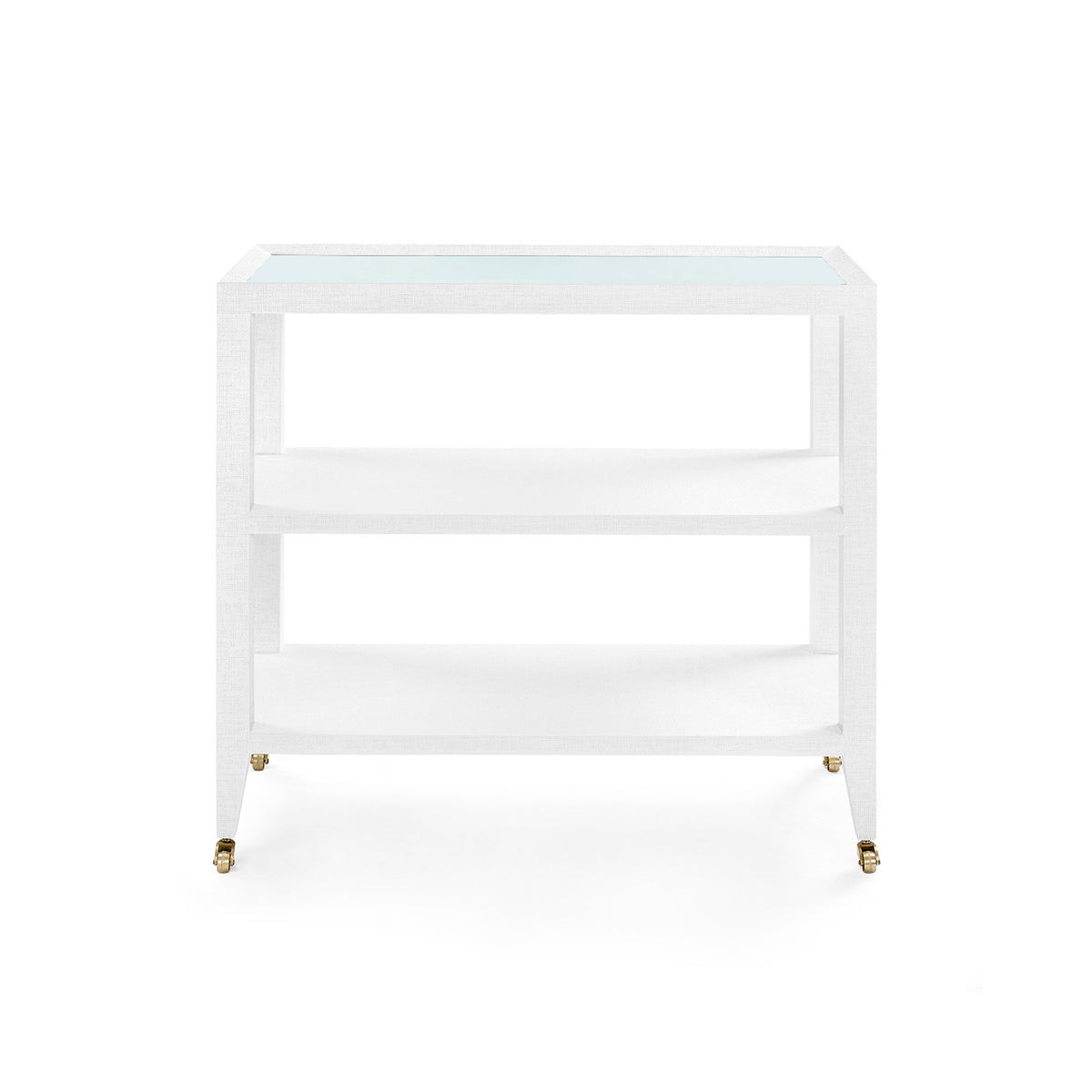 Villa & House Isadora Console Table with Glass Top, Chiffon White
