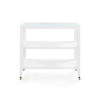Villa & House Isadora Console Table with Glass Top, Chiffon White