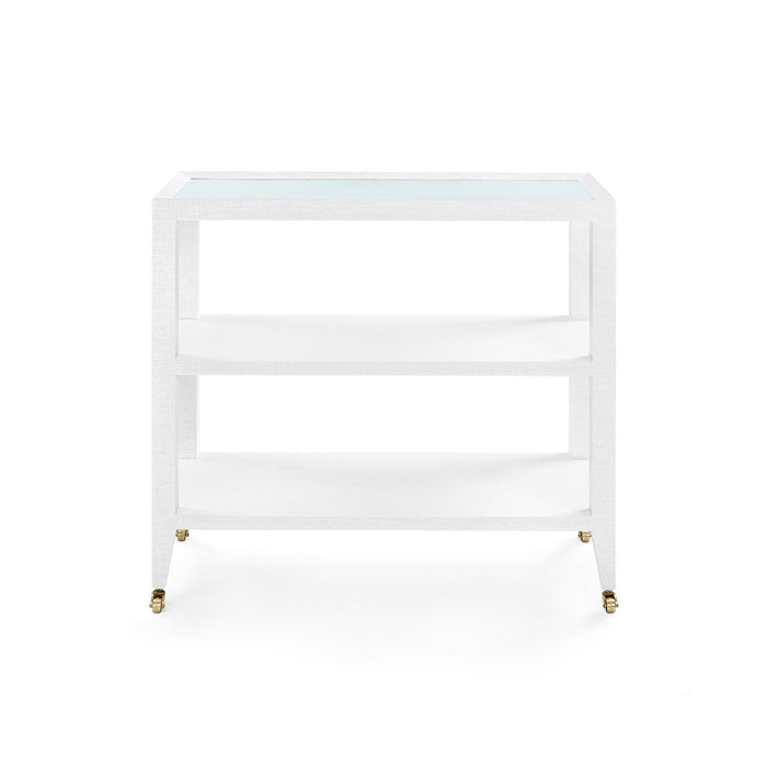 Villa & House Isadora Console Table with Glass Top, Chiffon White