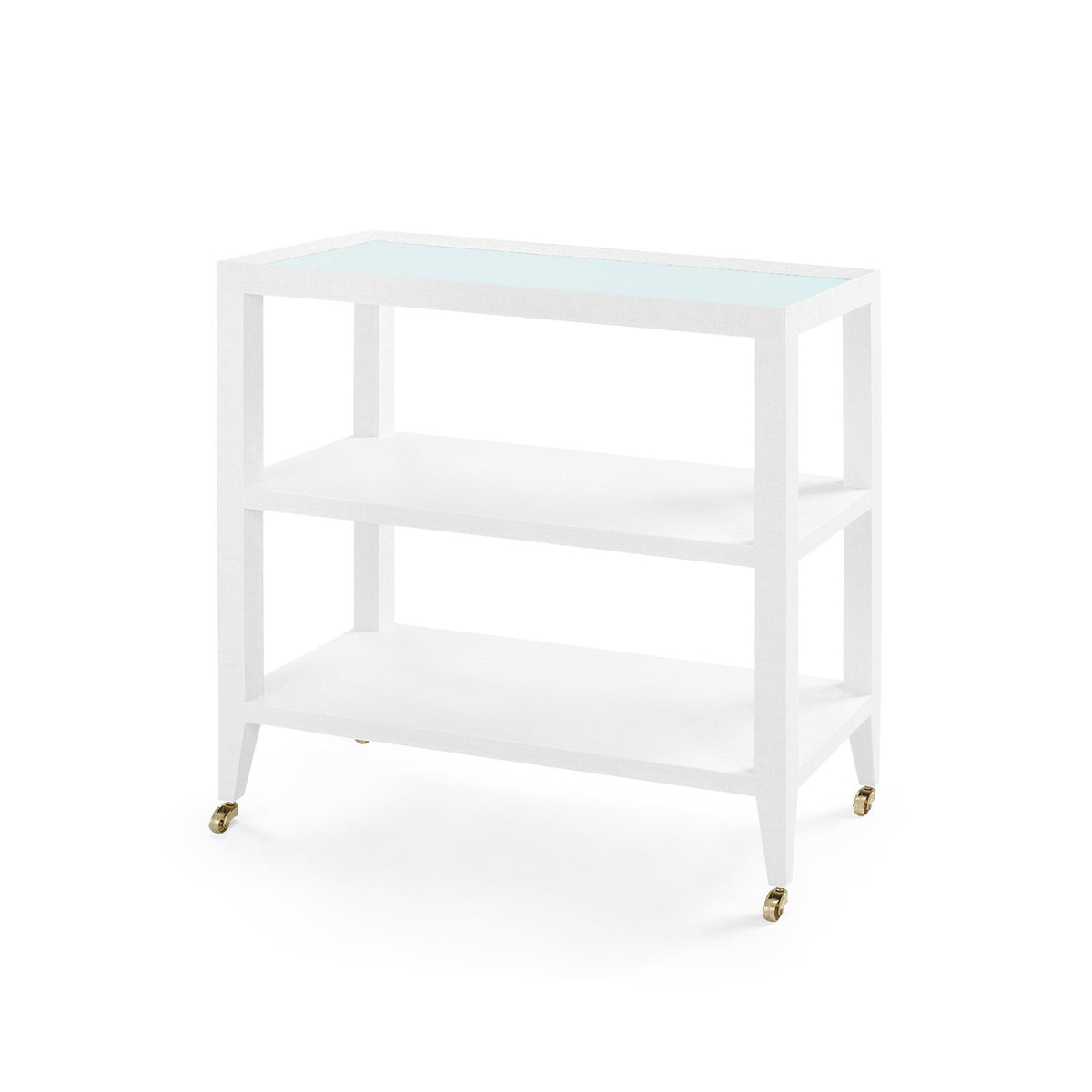 Villa & House Isadora Console Table with Glass Top, Chiffon White