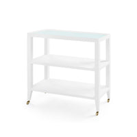 Villa & House Isadora Console Table with Glass Top, Chiffon White