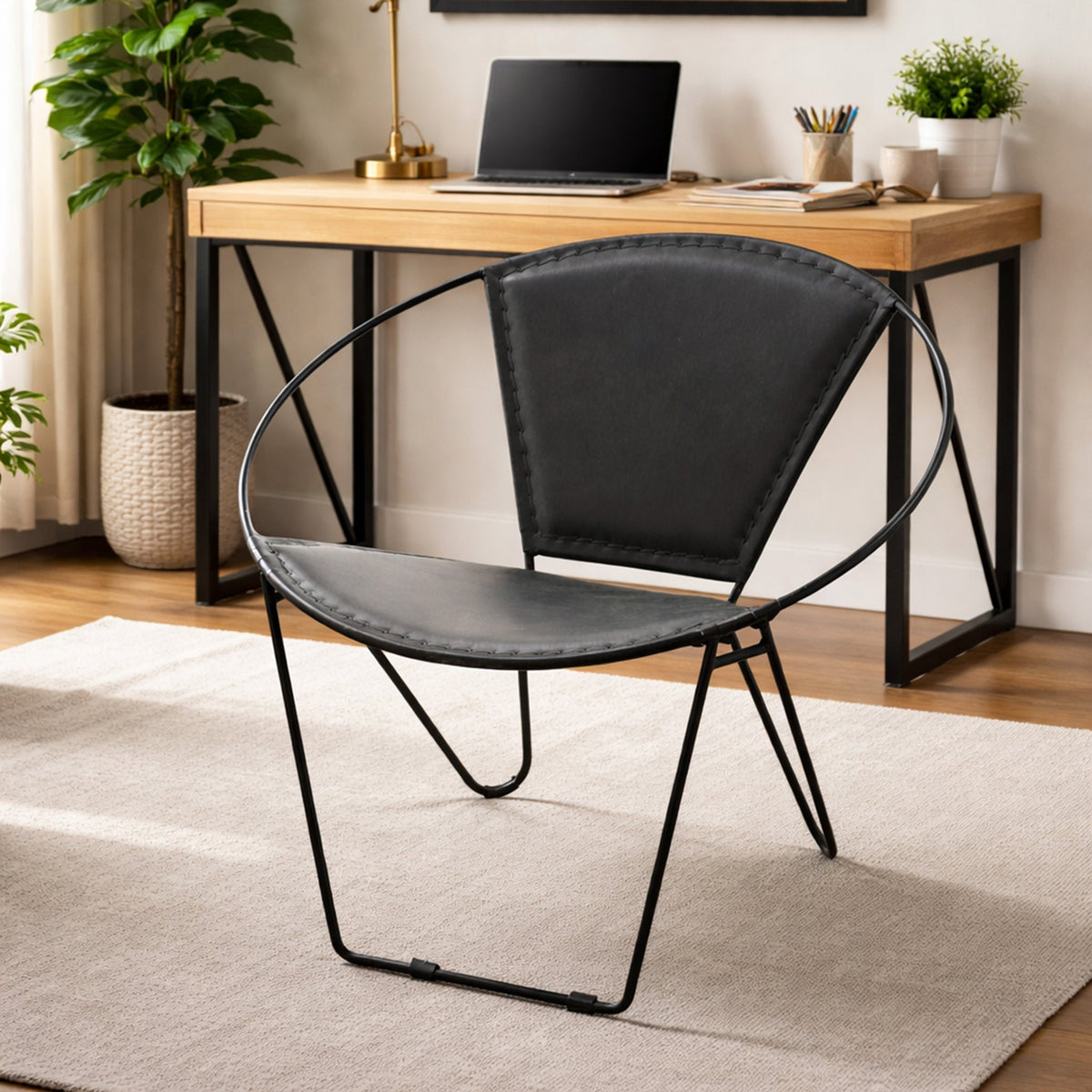 Black Leather Accent Chair