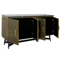 Black and Gold Fluted Sideboard with Marble Top