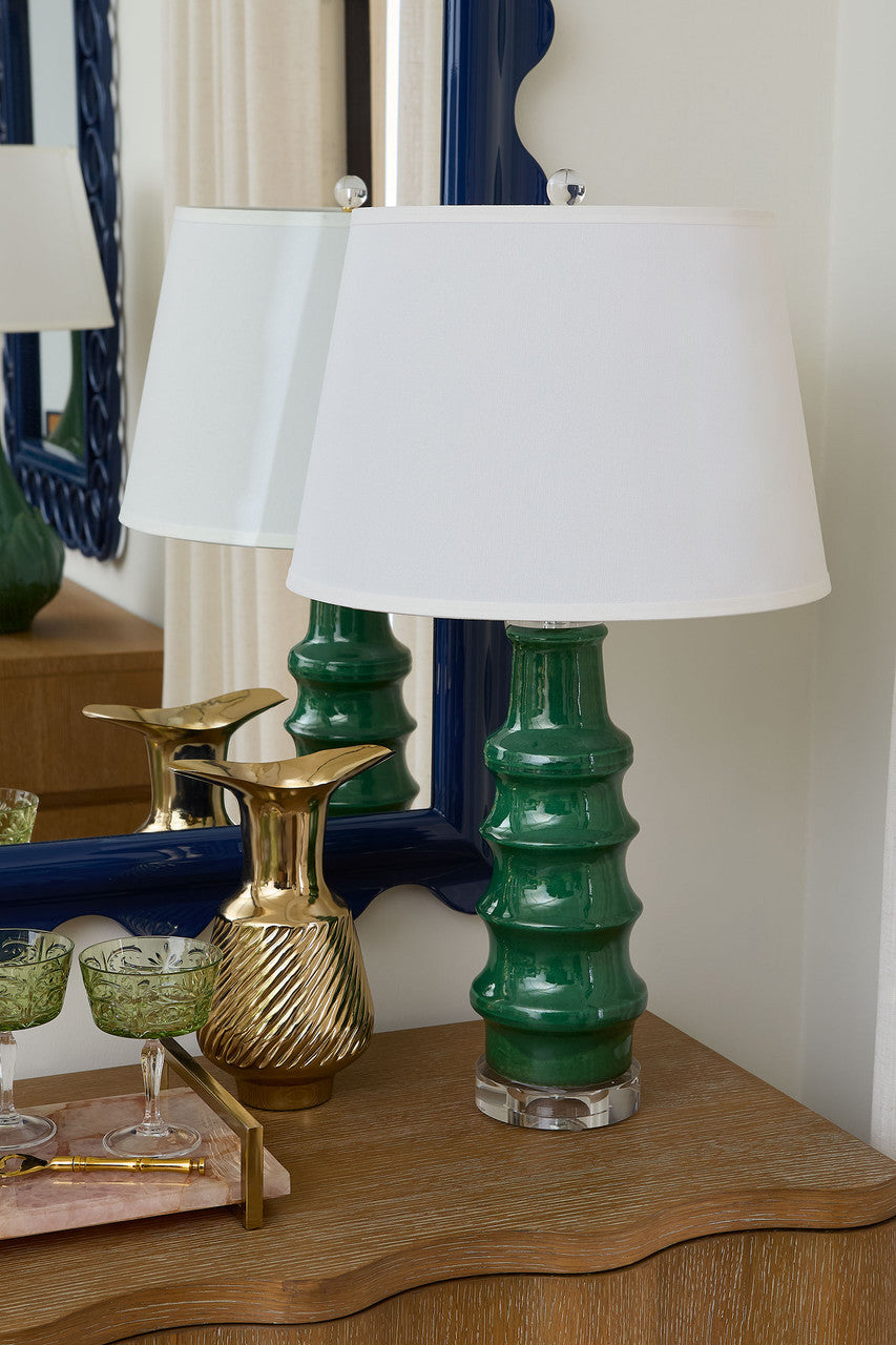 Villa & House Jesse Lamp with Shade 16-inch White Linen, with Gold, Sherwood Forest