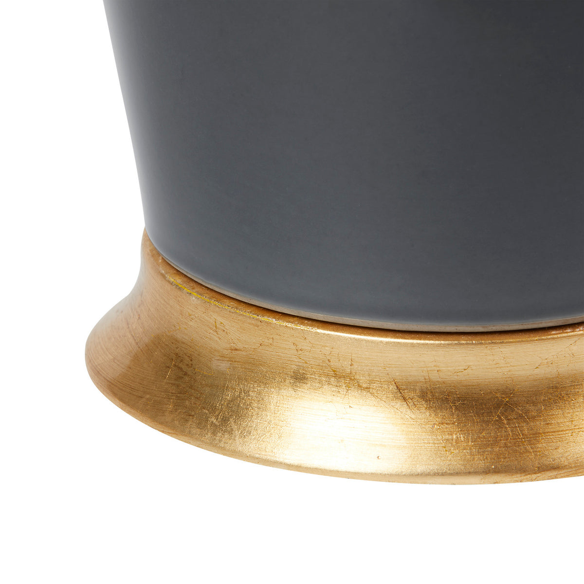 Villa & House Kylie Lamp with Shade 17-inch White Linen, with Gold, Stormy Gray