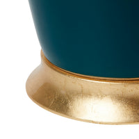 Villa & House Kylie Lamp with Shade 17-inch White Linen, with Gold, Dark Teal