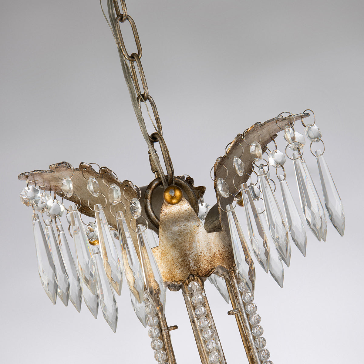Lucas + McKearn - CH1035-3 - Three Light Mini Chandelier - Louis - Distressed Silver And Gold