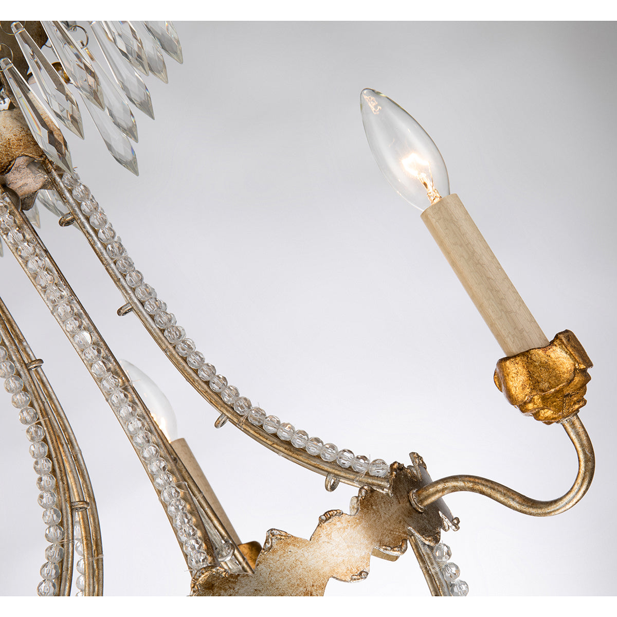Lucas + McKearn - CH1035-3 - Three Light Mini Chandelier - Louis - Distressed Silver And Gold