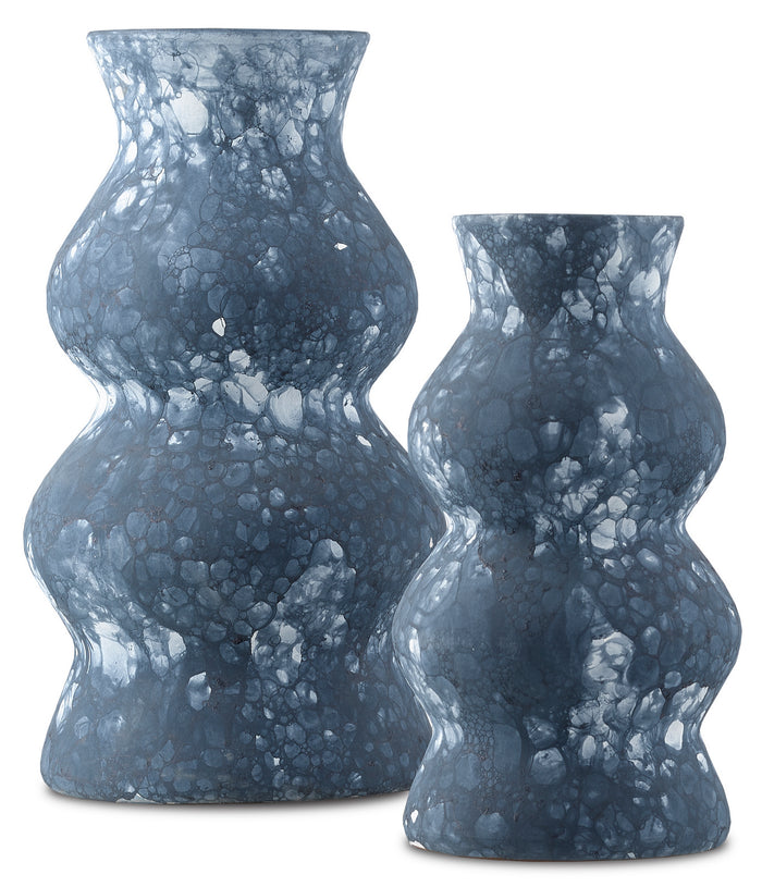 Currey and Company Vase from the Phonecian collection in Navy/White finish