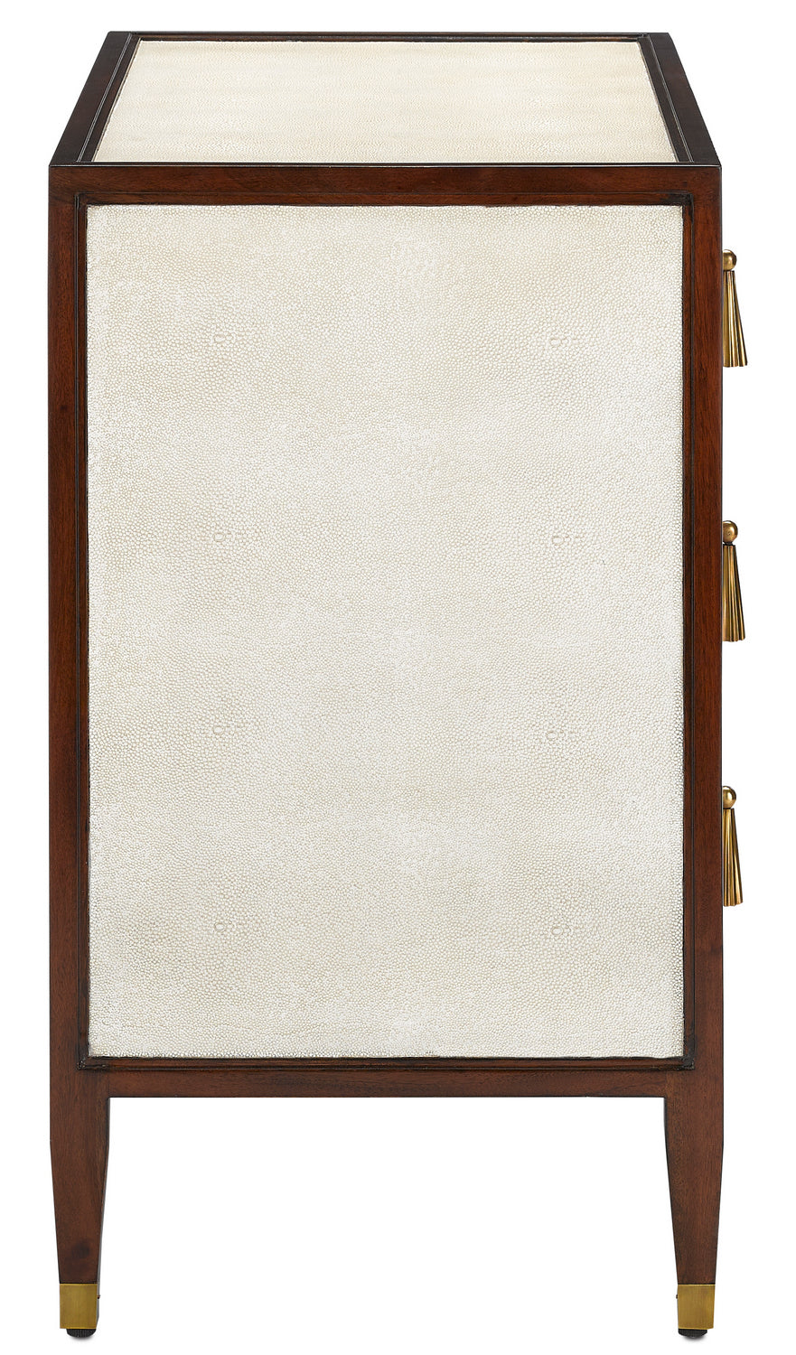 Currey and Company - 3000-0141 - Chest - Evie Collection - Ivory/Dark Walnut/Brass