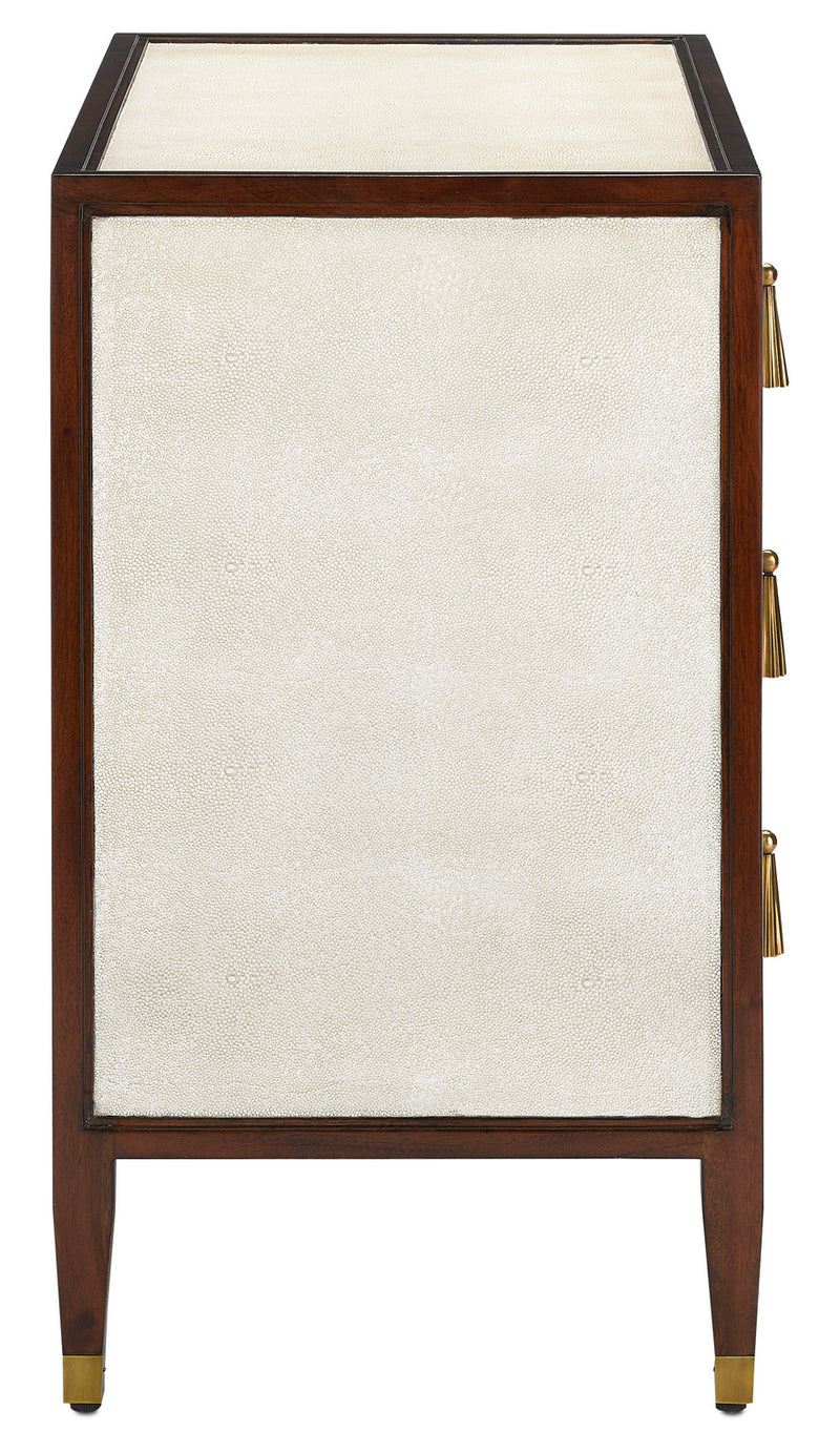 Currey and Company - 3000-0141 - Chest - Evie Collection - Ivory/Dark Walnut/Brass