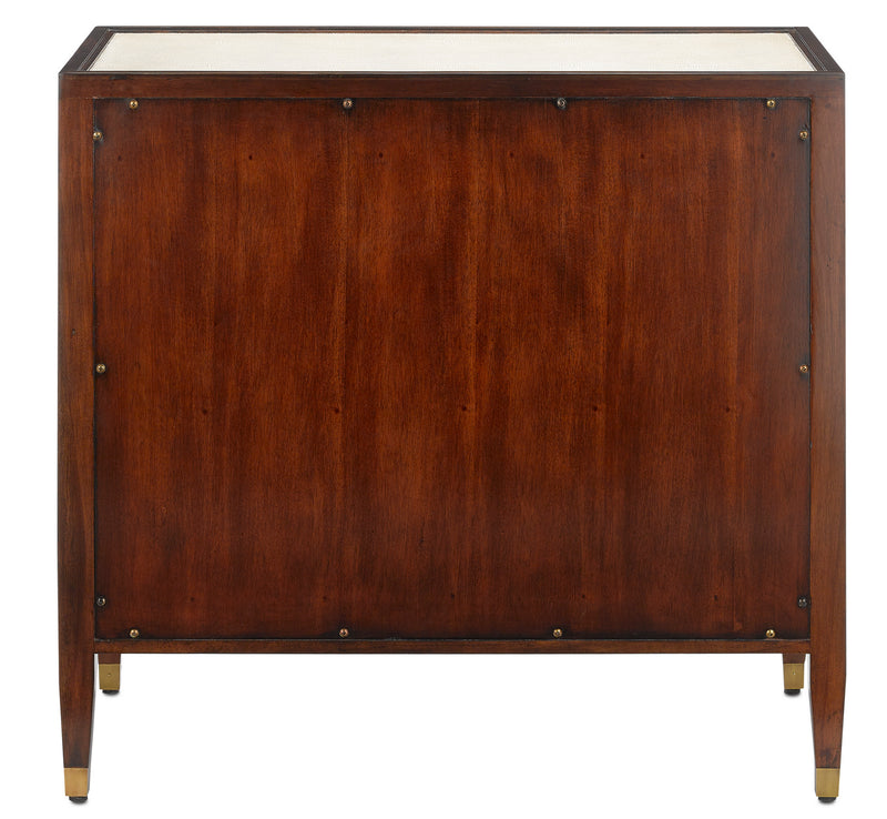 Currey and Company - 3000-0141 - Chest - Evie Collection - Ivory/Dark Walnut/Brass