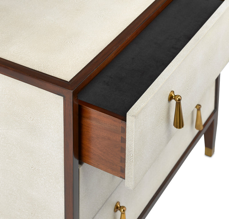 Currey and Company - 3000-0141 - Chest - Evie Collection - Ivory/Dark Walnut/Brass