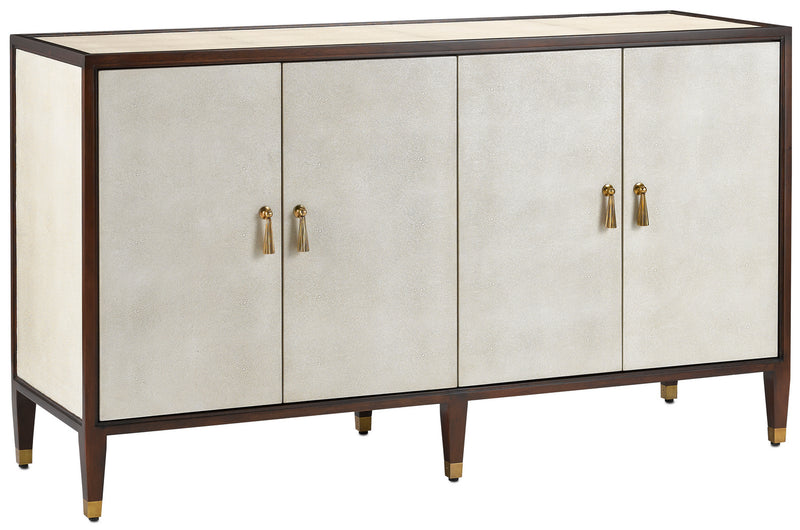 Currey and Company - 3000-0142 - Credenza - Evie Collection - Ivory/Dark Walnut/Brass