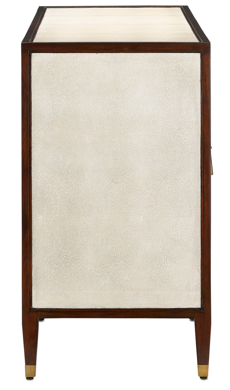 Currey and Company - 3000-0142 - Credenza - Evie Collection - Ivory/Dark Walnut/Brass