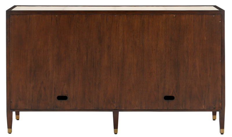 Currey and Company - 3000-0142 - Credenza - Evie Collection - Ivory/Dark Walnut/Brass