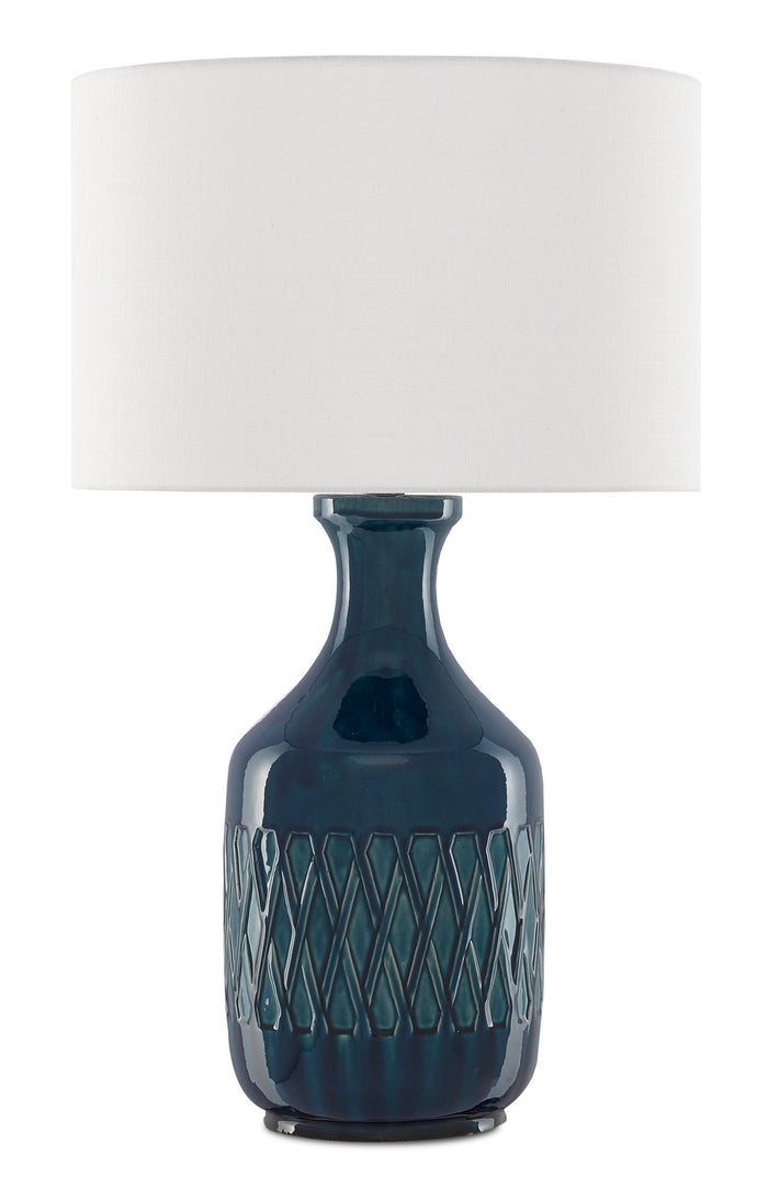 Currey and Company One Light Table Lamp from the Samba collection in Ocean Blue finish