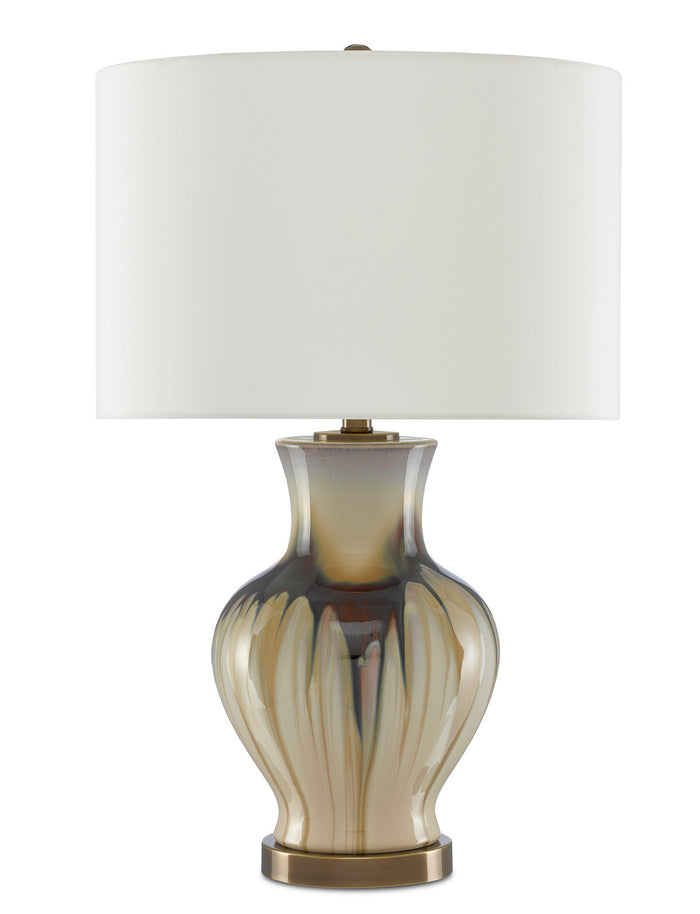 Currey and Company - 6000-0580 - One Light Table Lamp - Cream/Brown/Antique Brass