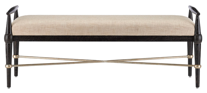 Currey and Company Bench from the Perrin collection in Ebonized Wood/Silver Granello finish