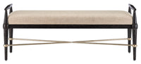 Currey and Company - 7000-0052 - Bench - Perrin - Ebonized Wood/Silver Granello