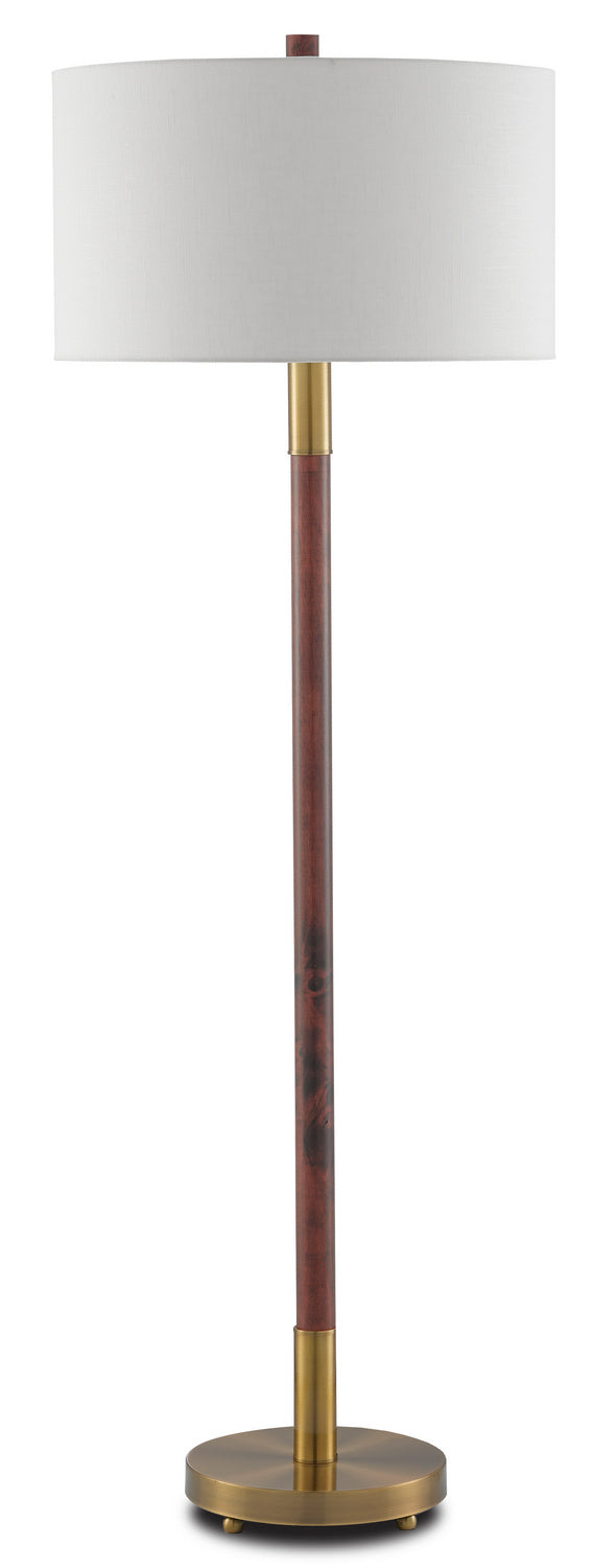 Currey and Company - 8000-0081 - One Light Floor Lamp - Bravo - Mahogany/Antique Brass