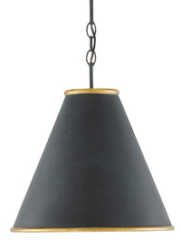 Currey and Company - 9000-0534 - One Light Pendant - Pierrepont Collection - Antique Black/Contemporary Gold Leaf/Painted Gold