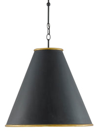 Currey and Company - 9000-0535 - One Light Pendant - Pierrepont Collection - Antique Black/Contemporary Gold Leaf/Painted Gold
