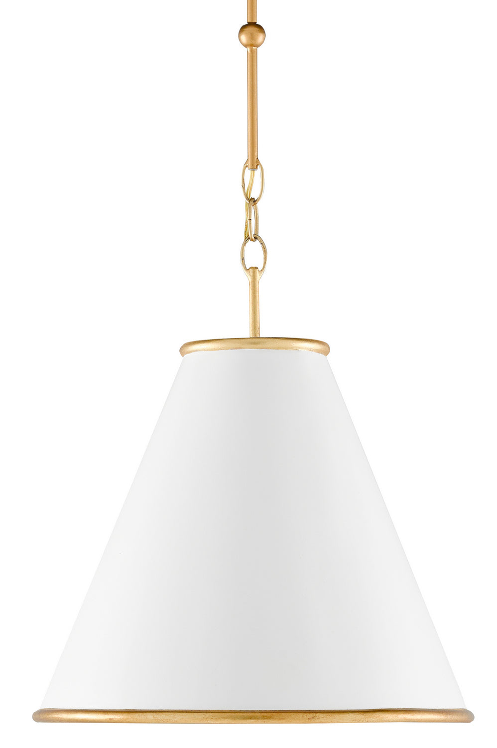 Currey and Company - 9000-0536 - One Light Pendant - Pierrepont Collection - Painted Gesso White/Contemporary Gold Leaf/Painted Gold