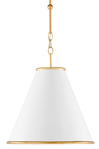 Currey and Company - 9000-0536 - One Light Pendant - Pierrepont Collection - Painted Gesso White/Contemporary Gold Leaf/Painted Gold