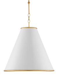 Currey and Company - 9000-0537 - One Light Pendant - Pierrepont Collection - Painted Gesso White/Contemporary Gold Leaf/Painted Gold