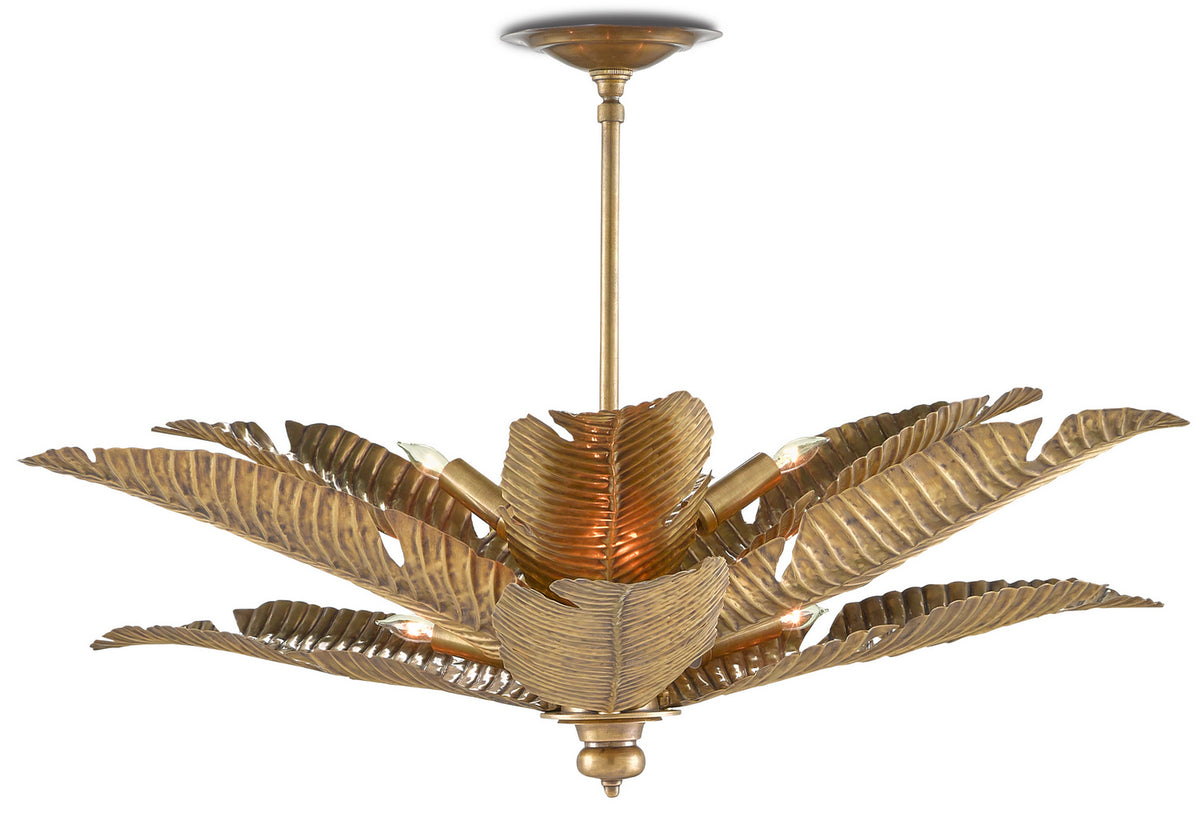 Currey and Company - 9000-0544 - Six Light Semi-Flush Mount - Tropical Collection - Vintage Brass